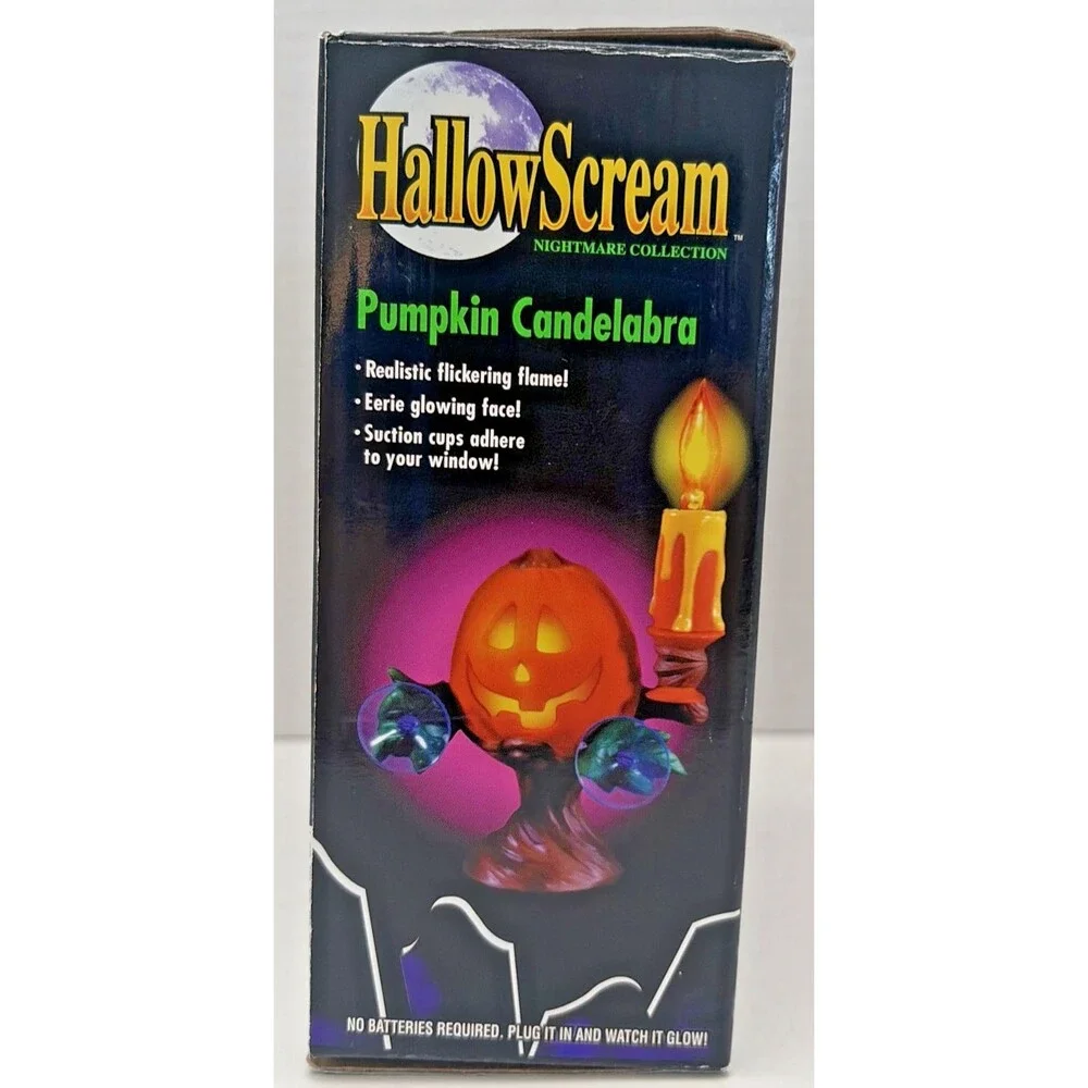 Vintage 1996 Trendmasters HallowScream Pumpkin Candelabra Light Up Works